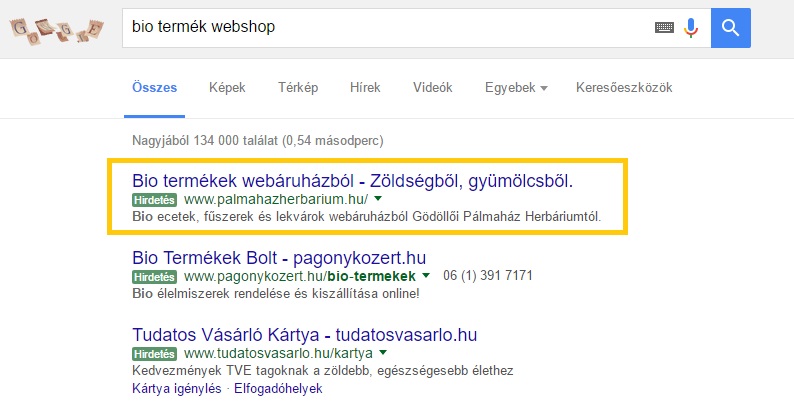 Keresőmarketing (SEM) példa - Marketing21 szolgáltatás
