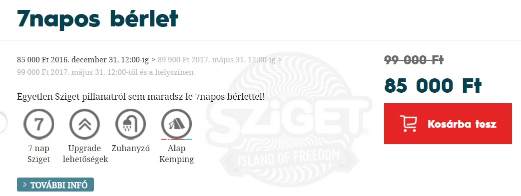 Sziget fesztivál early bird