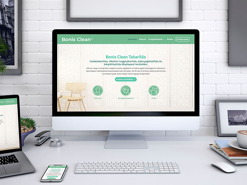 Bonis Clean Takarítás - céges weboldal készítés