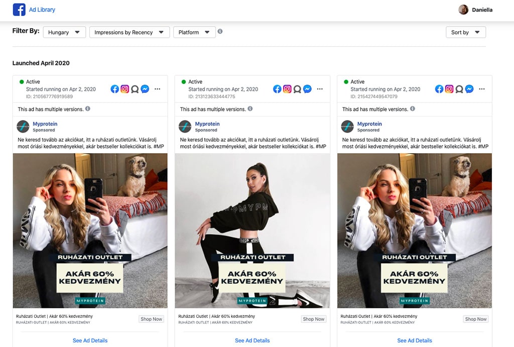 Facebook Ad Library - Versenytárs elemezés