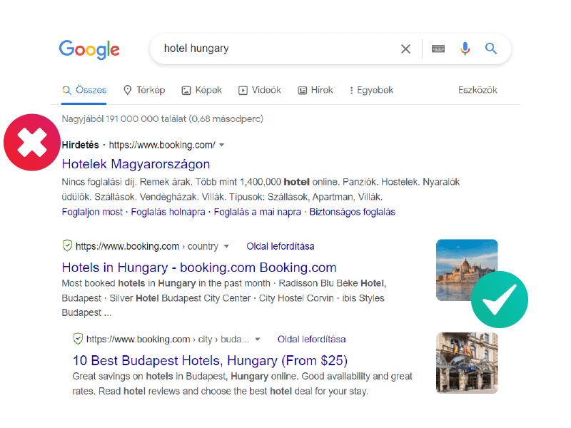 Hotel keresés
