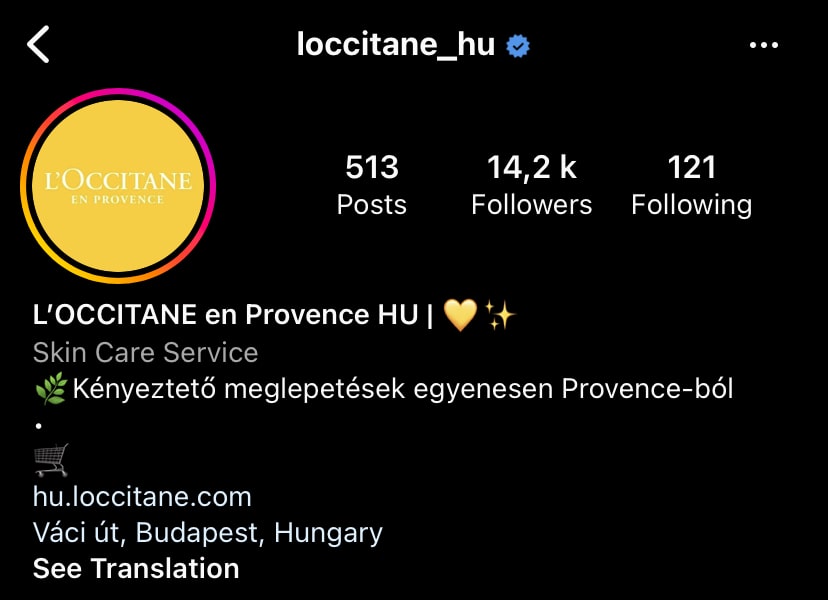 l'Occitane profil - instagram követő szerzés cikk